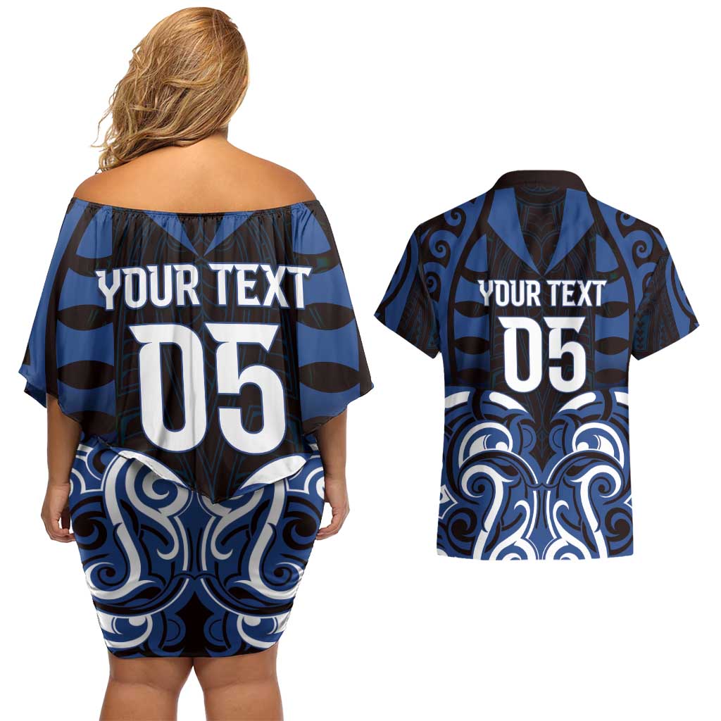 Custom Aotearoa Ngati Tuwharetoa Couples Matching Off Shoulder Short Dress and Hawaiian Shirt Maori Pattern New Zealand DT05 - Polynesian Pride