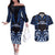 Custom Aotearoa Ngati Tuwharetoa Couples Matching Off The Shoulder Long Sleeve Dress and Hawaiian Shirt Maori Pattern New Zealand - Polynesian Pride