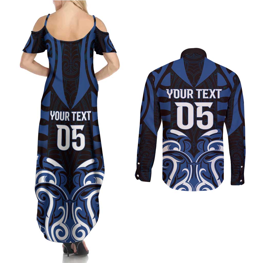 Custom Aotearoa Ngati Tuwharetoa Couples Matching Summer Maxi Dress and Long Sleeve Button Shirt Maori Pattern New Zealand - Polynesian Pride