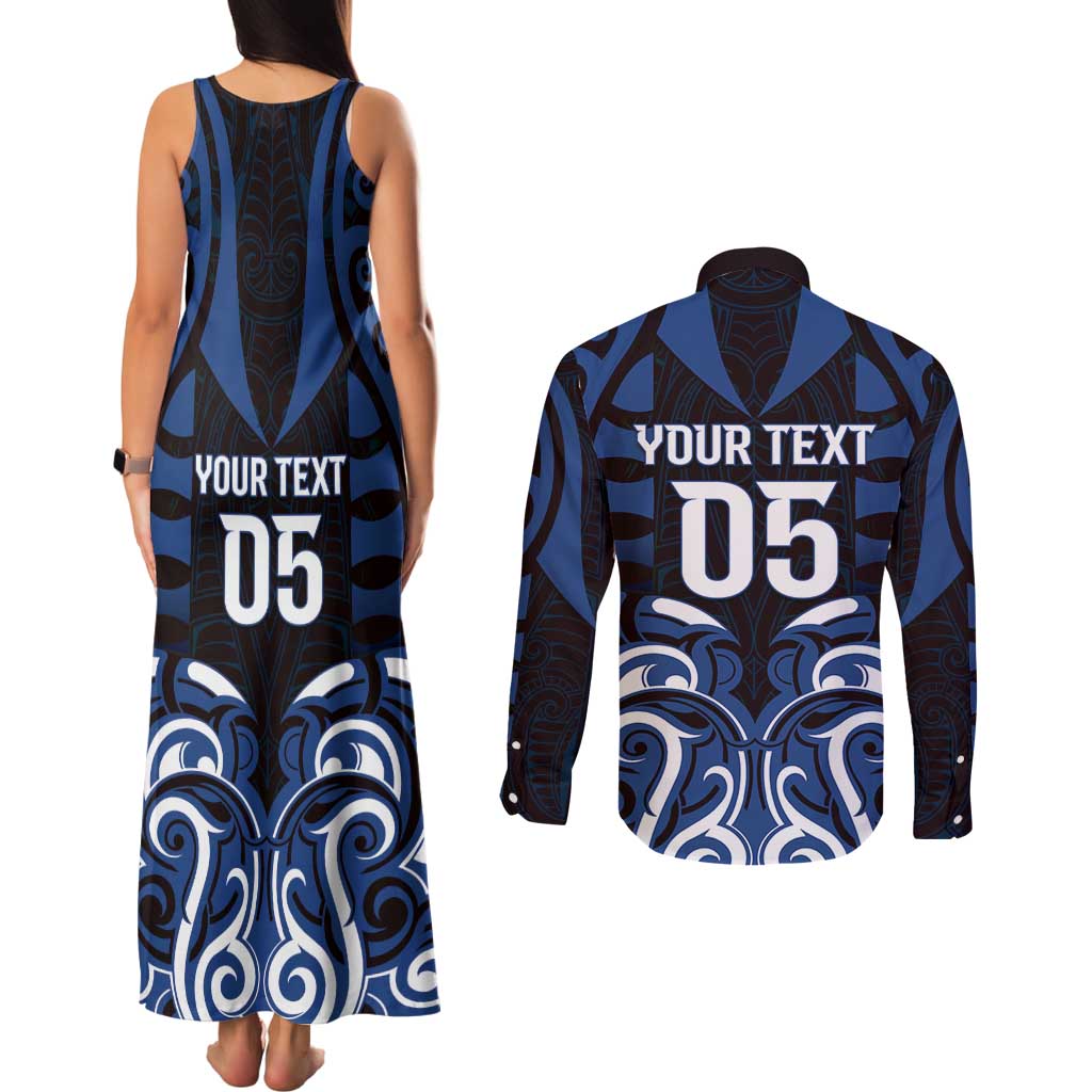 Custom Aotearoa Ngati Tuwharetoa Couples Matching Tank Maxi Dress and Long Sleeve Button Shirt Maori Pattern New Zealand - Polynesian Pride