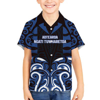 Custom Aotearoa Ngati Tuwharetoa Family Matching Long Sleeve Bodycon Dress and Hawaiian Shirt Maori Pattern New Zealand DT05 Son's Shirt Navy - Polynesian Pride