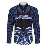 Custom Aotearoa Ngati Tuwharetoa Family Matching Mermaid Dress and Hawaiian Shirt Maori Pattern New Zealand DT05 Dad's Shirt - Long Sleeve Navy - Polynesian Pride