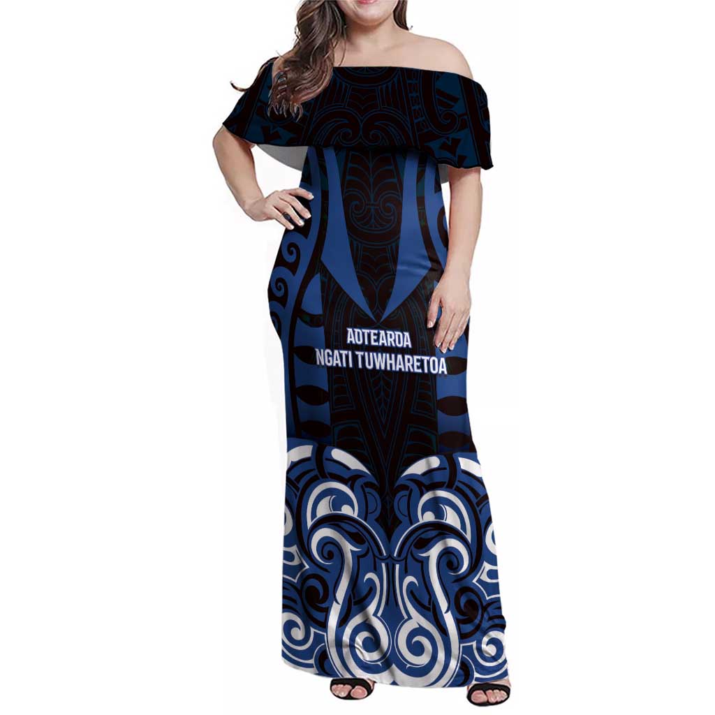 Custom Aotearoa Ngati Tuwharetoa Family Matching Off Shoulder Maxi Dress and Hawaiian Shirt Maori Pattern New Zealand - Polynesian Pride