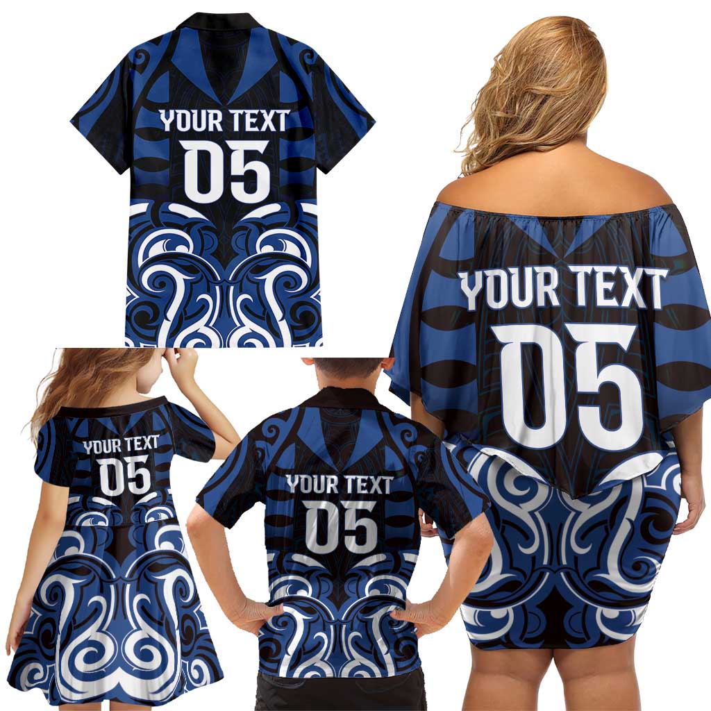 Custom Aotearoa Ngati Tuwharetoa Family Matching Off Shoulder Short Dress and Hawaiian Shirt Maori Pattern New Zealand - Polynesian Pride