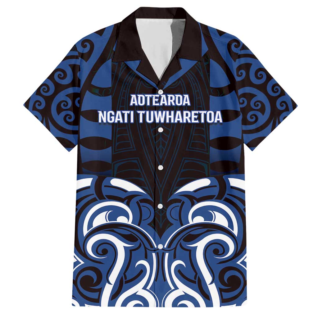Custom Aotearoa Ngati Tuwharetoa Family Matching Short Sleeve Bodycon Dress and Hawaiian Shirt Maori Pattern New Zealand DT05 Dad's Shirt - Short Sleeve Navy - Polynesian Pride