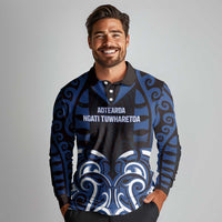 Custom Aotearoa Ngati Tuwharetoa Long Sleeve Polo Shirt Maori Pattern New Zealand - Polynesian Pride