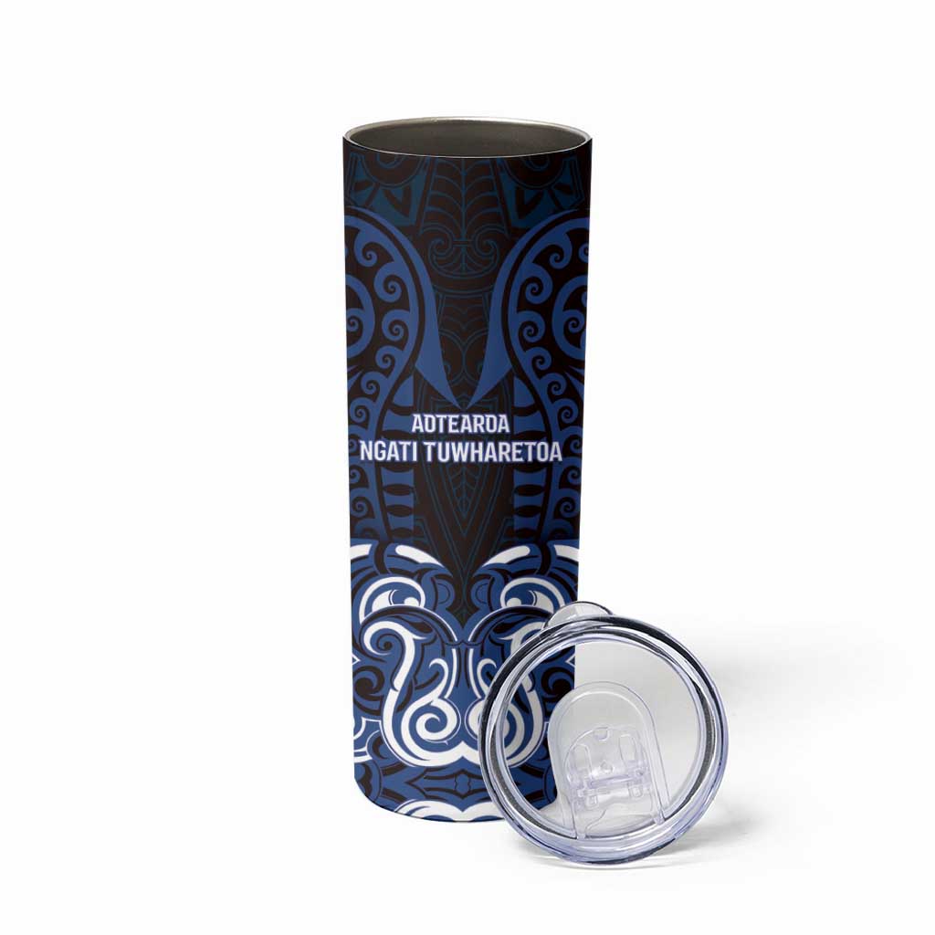 Custom Aotearoa Ngati Tuwharetoa Skinny Tumbler Maori Pattern New Zealand - Polynesian Pride