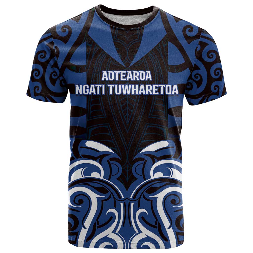 Custom Aotearoa Ngati Tuwharetoa T Shirt Maori Pattern New Zealand DT05 Navy - Polynesian Pride