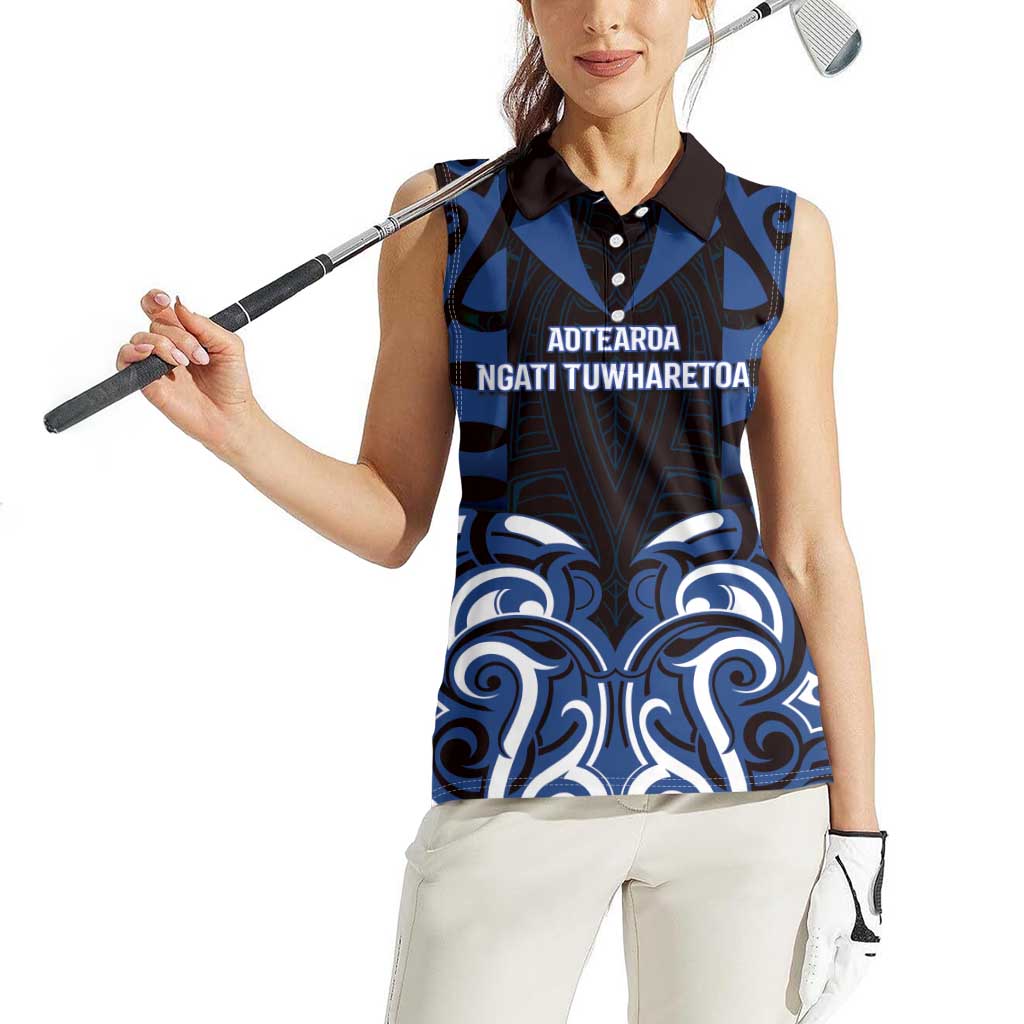 Custom Aotearoa Ngati Tuwharetoa Women Sleeveless Polo Shirt Maori Pattern New Zealand - Polynesian Pride