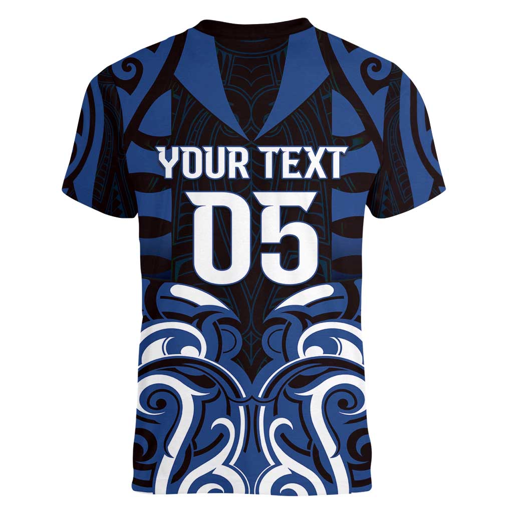 Custom Aotearoa Ngati Tuwharetoa Women V-Neck T-Shirt Maori Pattern New Zealand - Polynesian Pride