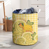 Hawaii Palaka Laundry Basket Cute Ripe Mango Turtle On The Waves