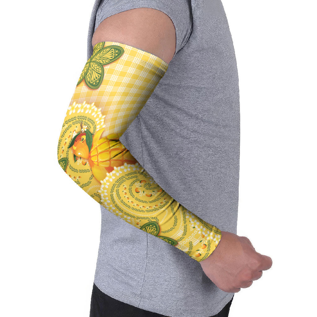 Hawaii Palaka Arm Sleeves Cute Ripe Mango Turtle On The Waves