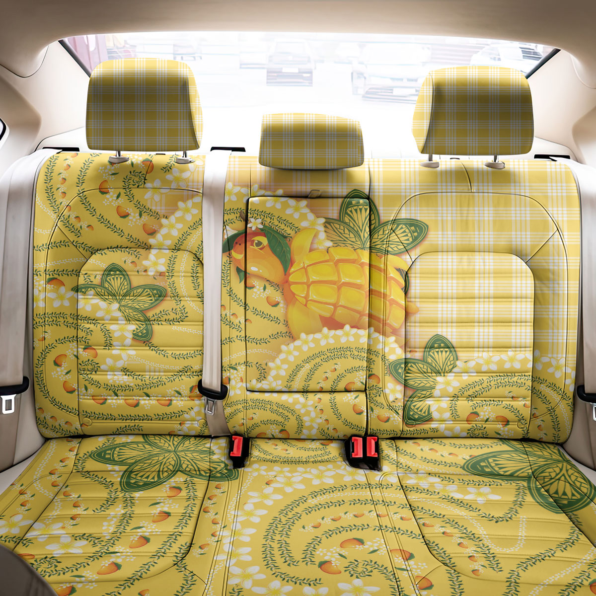 Hawaii Palaka Back Car Seat Cover Cute Ripe Mango Turtle On The Waves