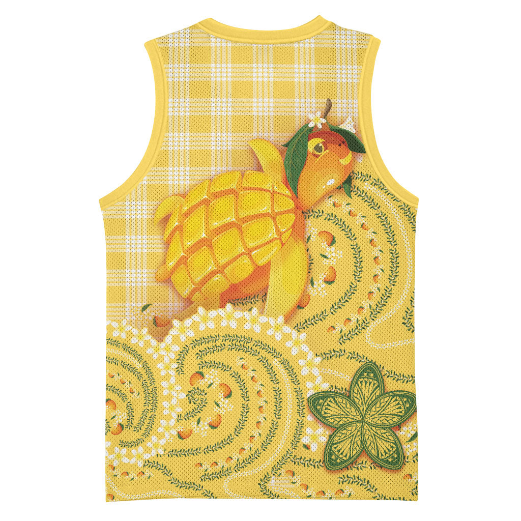 Hawaii Palaka Basketball Jersey Cute Ripe Mango Turtle On The Waves