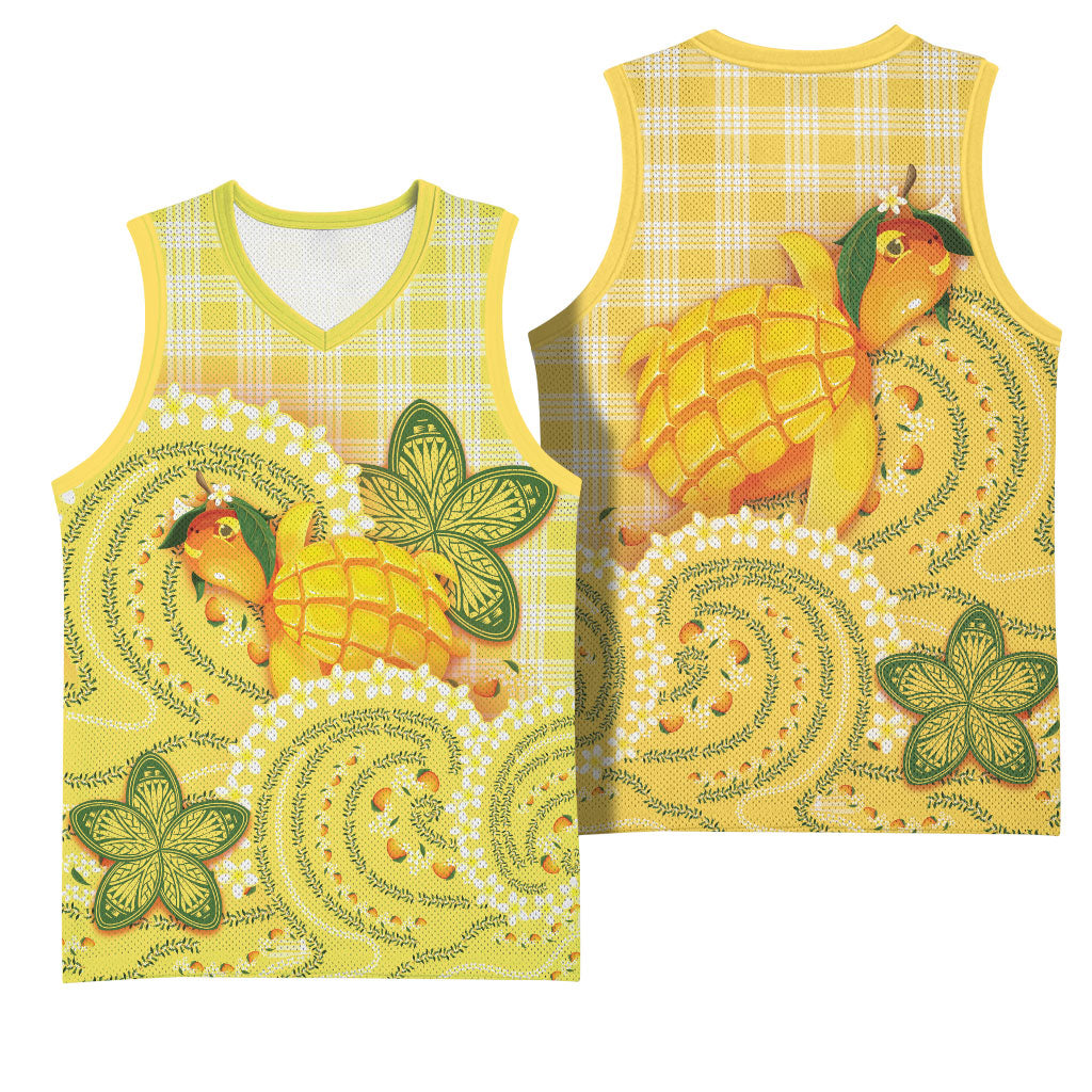 Hawaii Palaka Basketball Jersey Cute Ripe Mango Turtle On The Waves