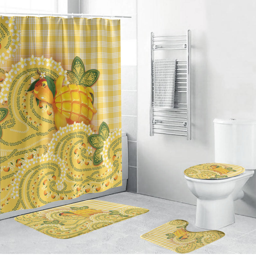 Hawaii Palaka Bathroom Set Cute Ripe Mango Turtle On The Waves