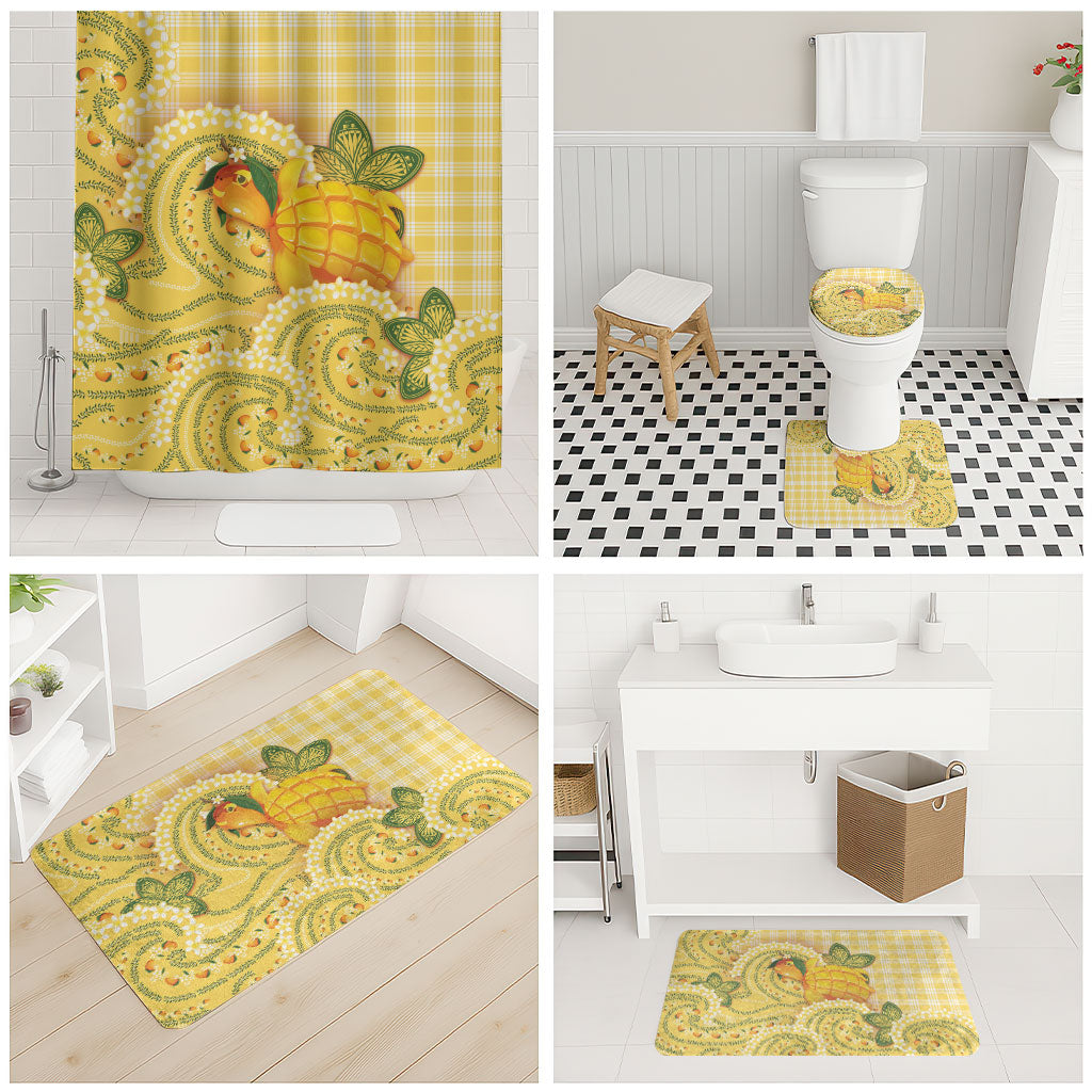 Hawaii Palaka Bathroom Set Cute Ripe Mango Turtle On The Waves
