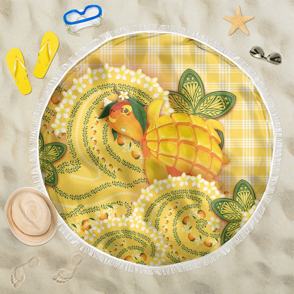 Hawaii Palaka Beach Blanket Cute Ripe Mango Turtle On The Waves