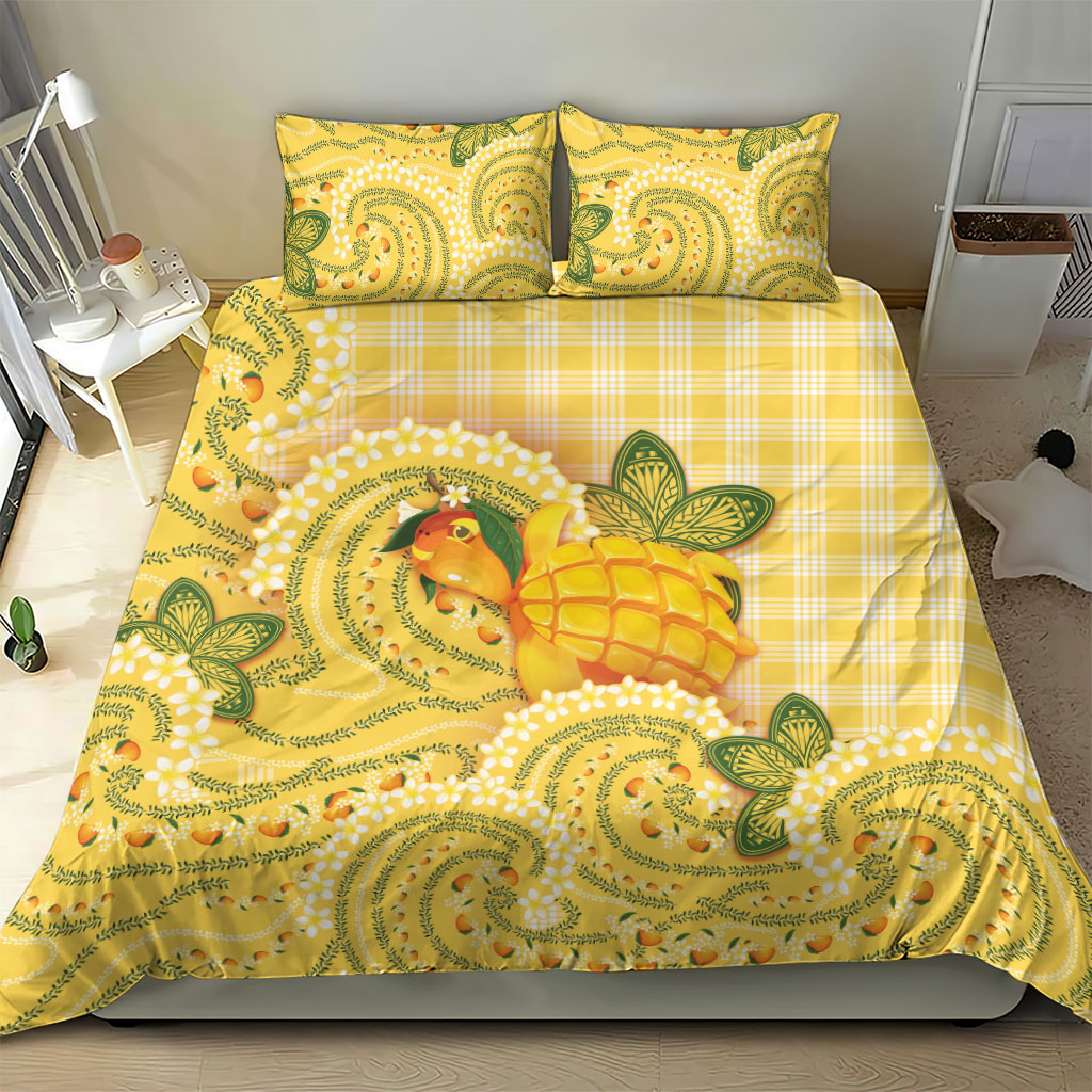 Hawaii Palaka Bedding Set Cute Ripe Mango Turtle On The Waves