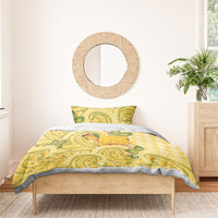 Hawaii Palaka Bedding Set Cute Ripe Mango Turtle On The Waves