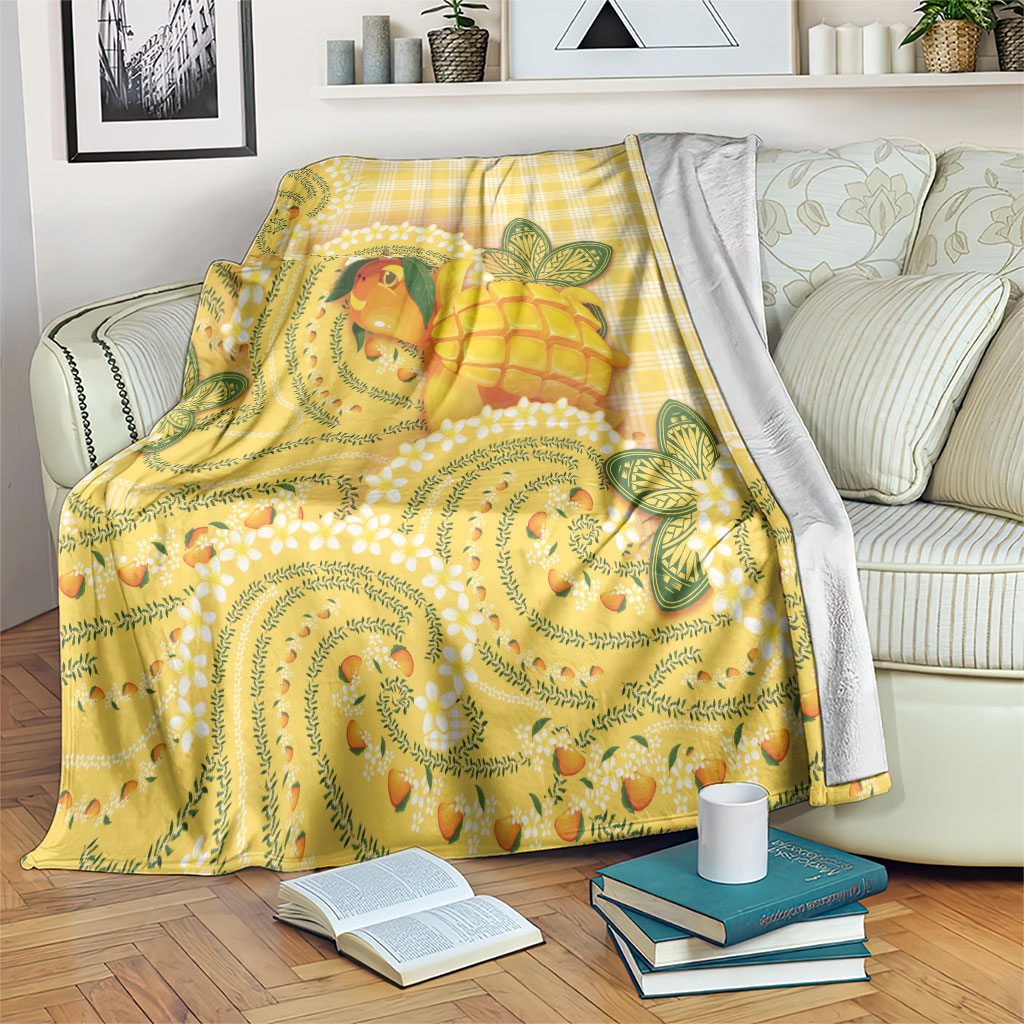 Hawaii Palaka Blanket Cute Ripe Mango Turtle On The Waves DT05 Yellow - Polynesian Pride