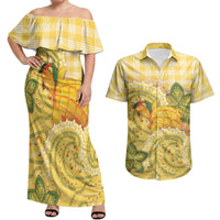 Hawaii Palaka Couples Matching Off Shoulder Maxi Dress and Hawaiian Shirt Cute Ripe Mango Turtle On The Waves