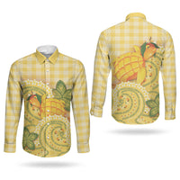 Hawaii Palaka Couples Matching Off Shoulder Maxi Dress and Long Sleeve Button Shirt Cute Ripe Mango Turtle On The Waves