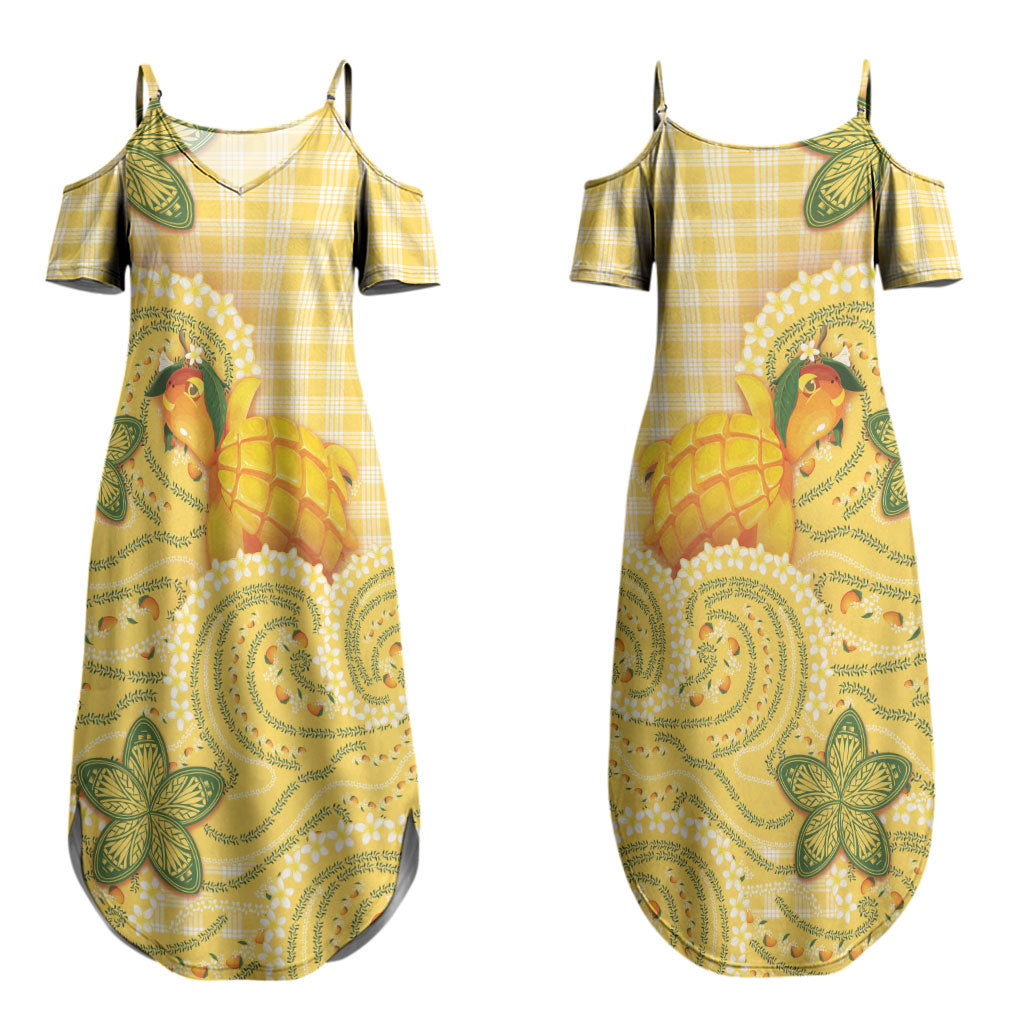 Hawaii Palaka Couples Matching Summer Maxi Dress and Hawaiian Shirt Cute Ripe Mango Turtle On The Waves