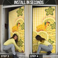 Hawaii Palaka Door Cover Cute Ripe Mango Turtle On The Waves