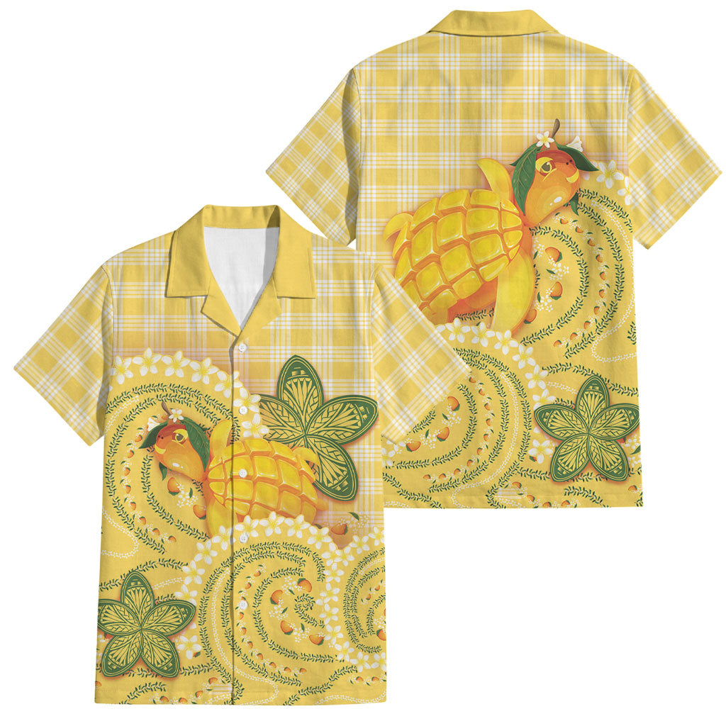 Hawaii Palaka Family Matching Short Sleeve Bodycon Dress and Hawaiian Shirt Cute Ripe Mango Turtle On The Waves