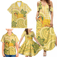 Hawaii Palaka Family Matching Summer Maxi Dress and Hawaiian Shirt Cute Ripe Mango Turtle On The Waves