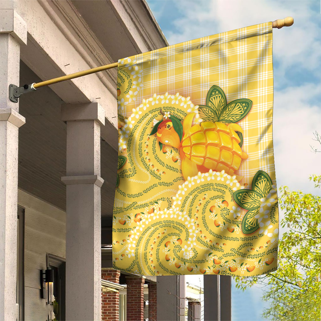 Hawaii Palaka Garden Flag Cute Ripe Mango Turtle On The Waves
