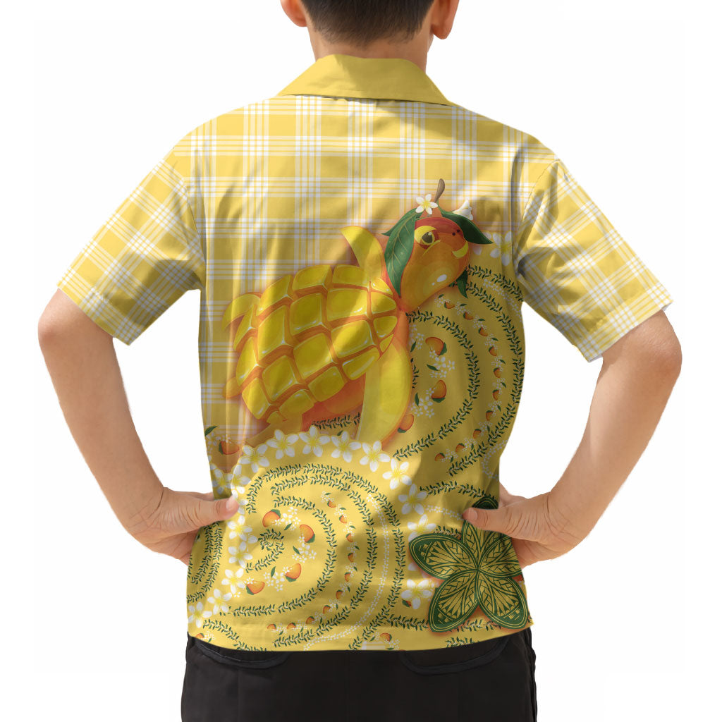 Hawaii Palaka Kid Hawaiian Shirt Cute Ripe Mango Turtle On The Waves