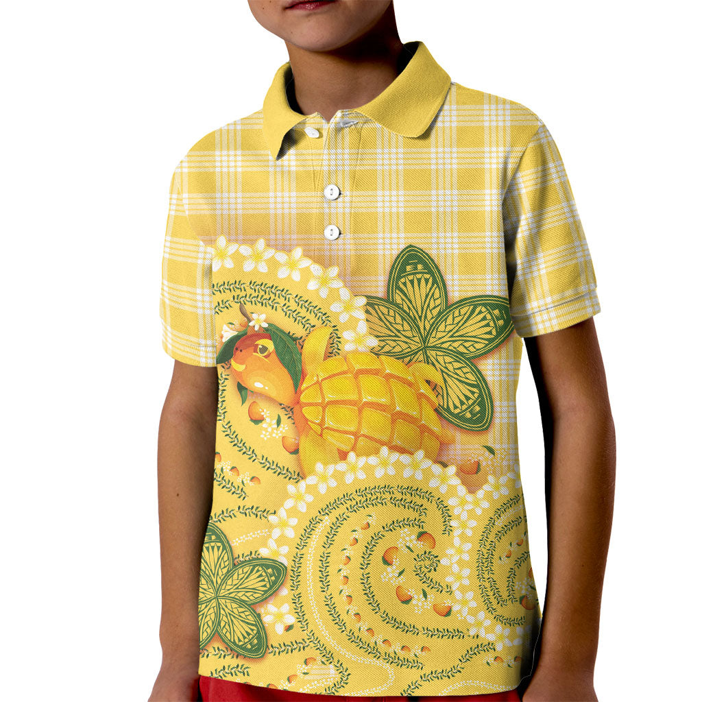 Hawaii Palaka Kid Polo Shirt Cute Ripe Mango Turtle On The Waves