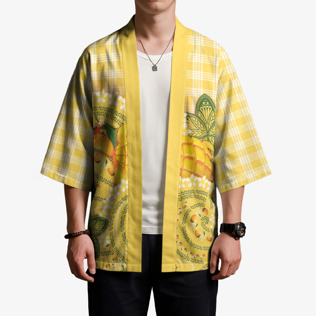 Hawaii Palaka Kimono Cute Ripe Mango Turtle On The Waves