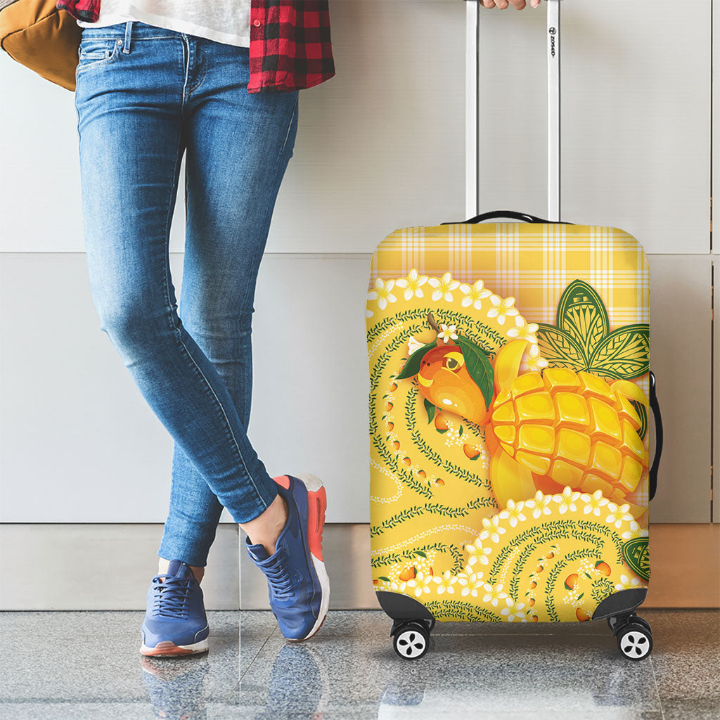 Hawaii Palaka Luggage Cover Cute Ripe Mango Turtle On The Waves