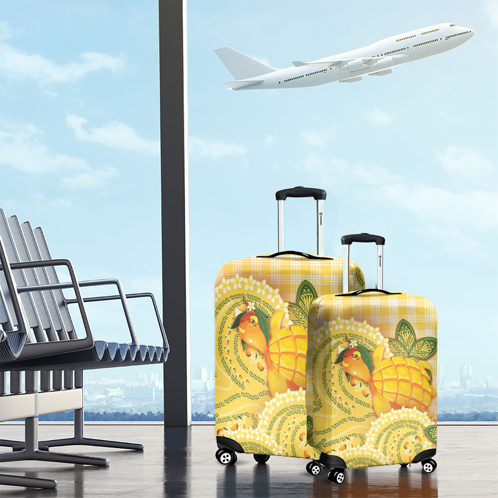Hawaii Palaka Luggage Cover Cute Ripe Mango Turtle On The Waves