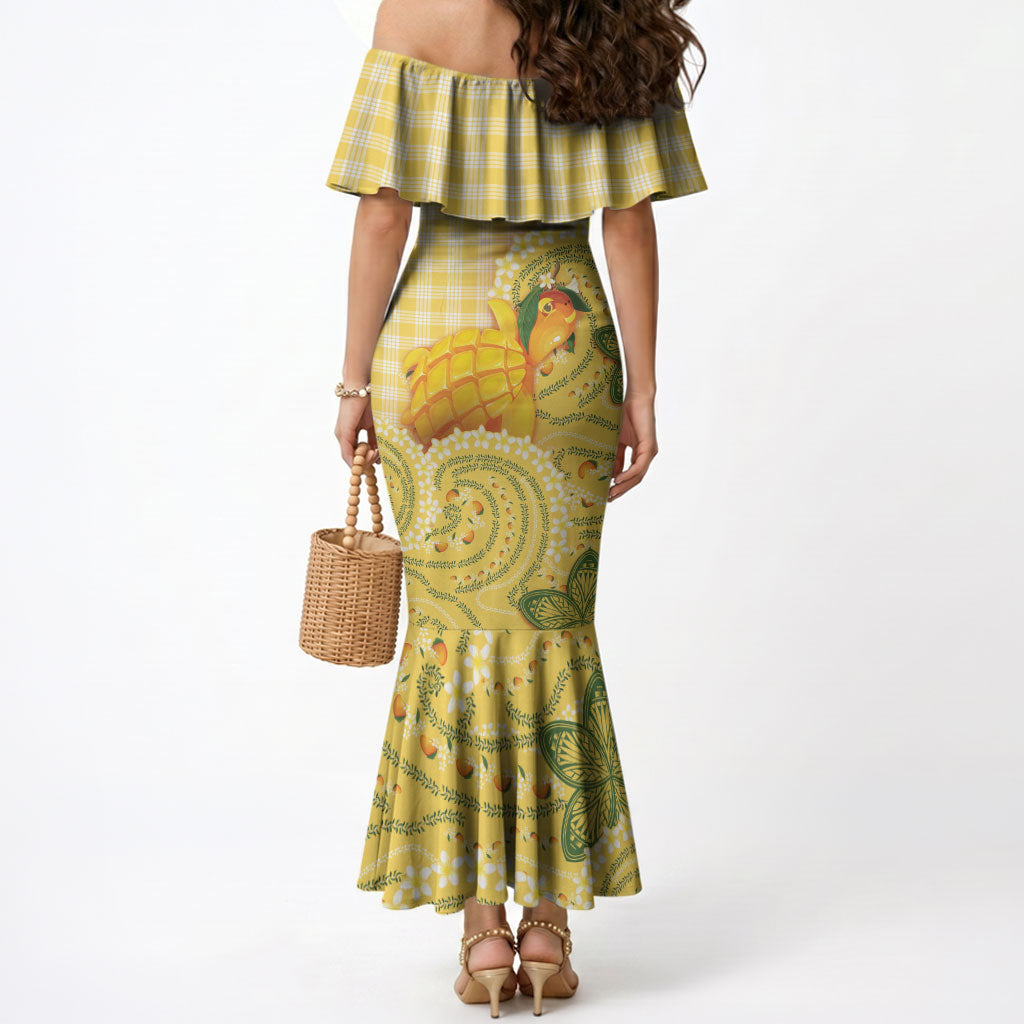 Hawaii Palaka Mermaid Dress Cute Ripe Mango Turtle On The Waves