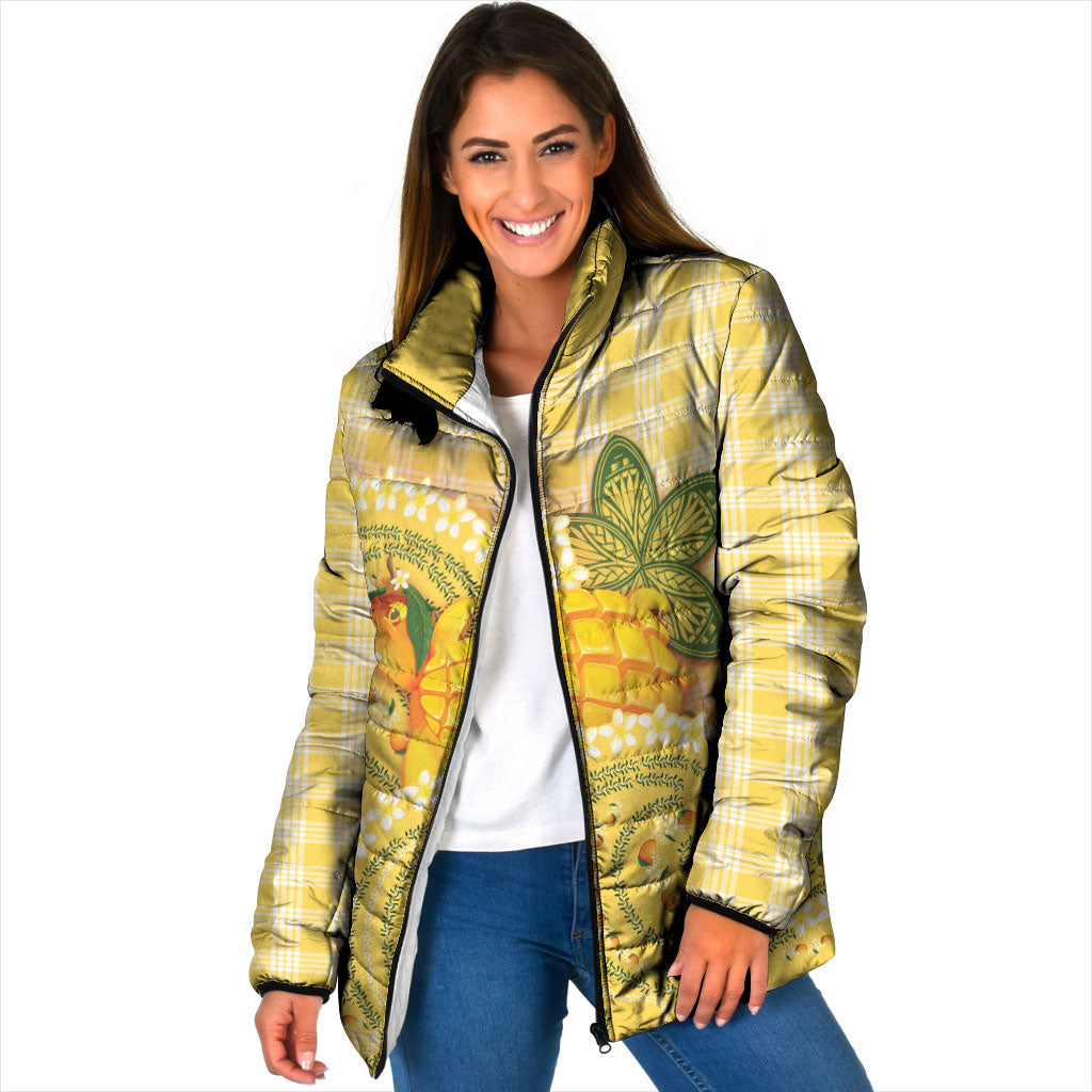 Hawaii Palaka Padded Jacket Cute Ripe Mango Turtle On The Waves