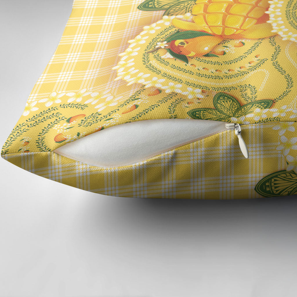Hawaii Palaka Pillow Cover Cute Ripe Mango Turtle On The Waves