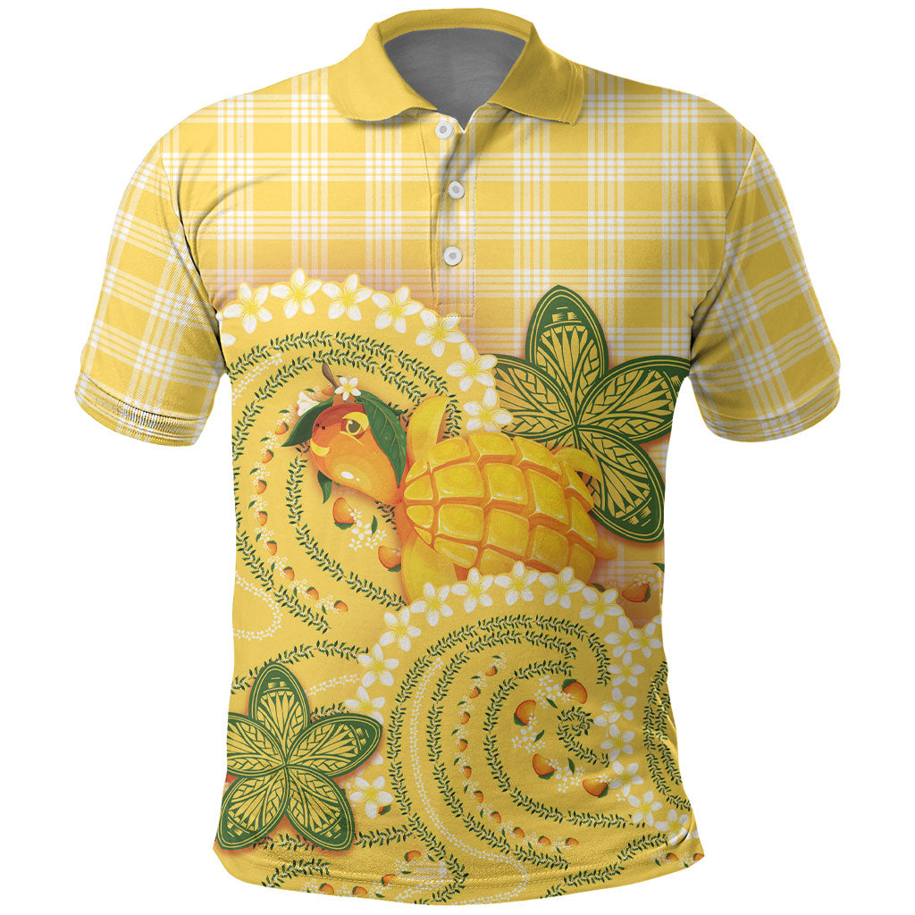 Hawaii Palaka Polo Shirt Cute Ripe Mango Turtle On The Waves