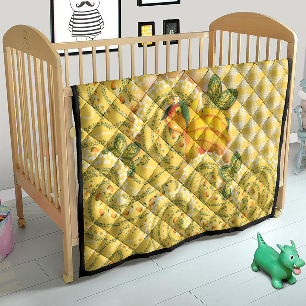 Hawaii Palaka Quilt Cute Ripe Mango Turtle On The Waves