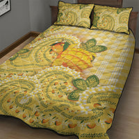 Hawaii Palaka Quilt Bed Set Cute Ripe Mango Turtle On The Waves