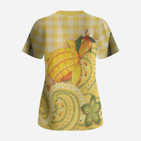 Hawaii Palaka Scrub Top Cute Ripe Mango Turtle On The Waves