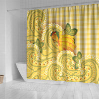 Hawaii Palaka Shower Curtain Cute Ripe Mango Turtle On The Waves