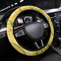 Hawaii Palaka Steering Wheel Cover Cute Ripe Mango Turtle On The Waves