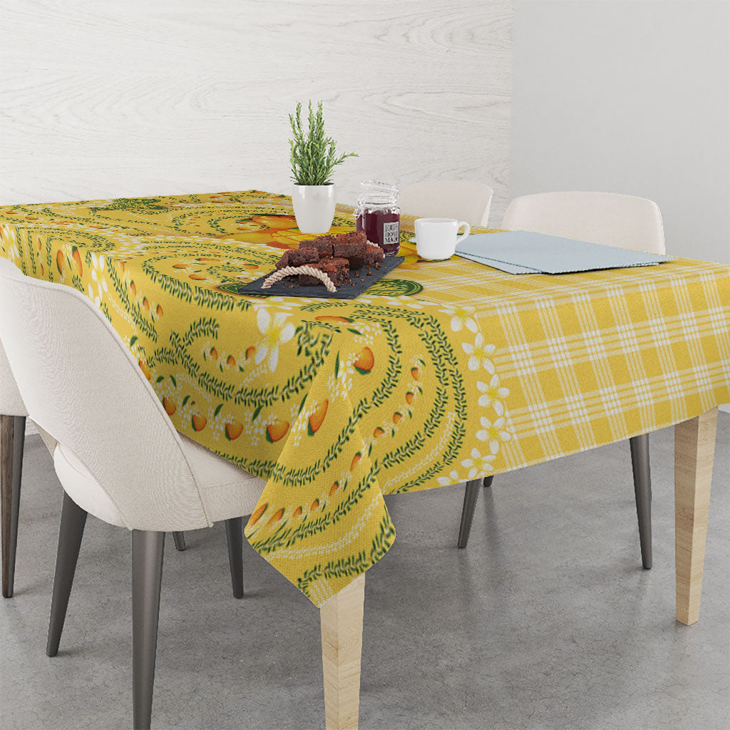 Hawaii Palaka Tablecloth Cute Ripe Mango Turtle On The Waves
