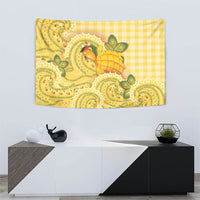 Hawaii Palaka Tapestry Cute Ripe Mango Turtle On The Waves