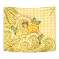 Hawaii Palaka Tapestry Cute Ripe Mango Turtle On The Waves