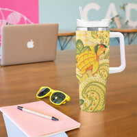 Hawaii Palaka Tumbler With Handle Cute Ripe Mango Turtle On The Waves